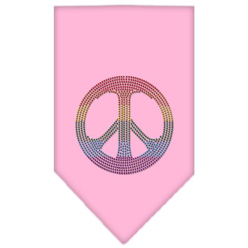 Rainbow Peace Sign Rhinestone Bandana Light Pink Small